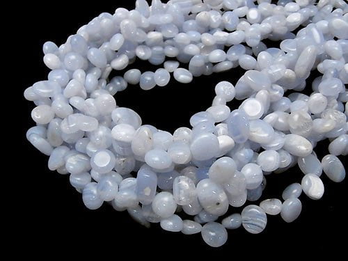 1strand $6.79! Blue Lace Agate AA Flat Nugget Top Side Drilled Hole 1strand beads (aprx.15inch/36cm)
