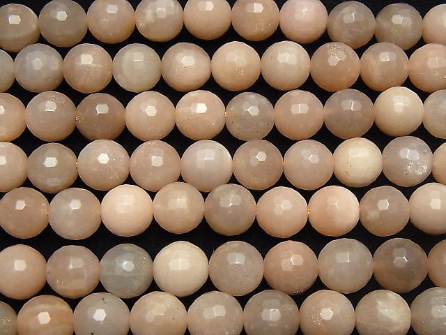 Orangen Mondstein AA++ 128 facettierte runde 10 mm halbe oder 1 Strang Perlen (ca. 15 Zoll / 37 cm)