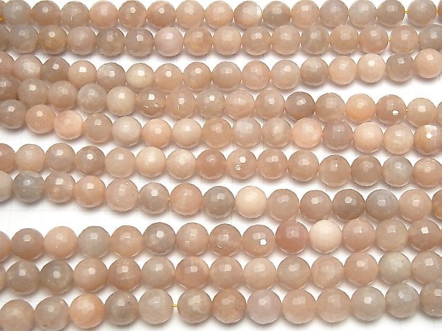 Orangen Mondstein AA++ 128 facettierte runde 10 mm halbe oder 1 Strang Perlen (ca. 15 Zoll / 37 cm)