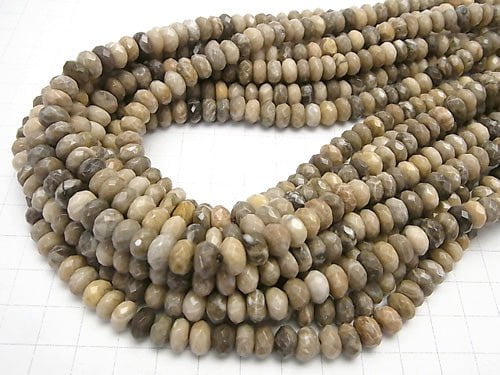 Fossil Coral Faceted Button Rondelle 8x8x5mm half or 1strand beads (aprx.15inch/38cm)