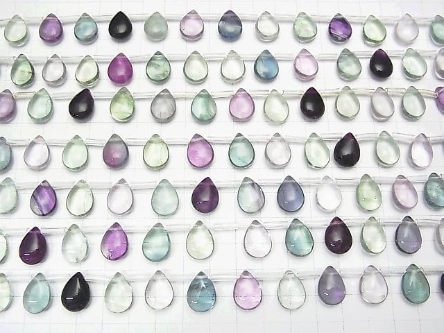 Mehrfarbiger Fluorit AAA- Tropfenform (Glatt) 14x10x6mm 1strang Perlen (ca. 7 Zoll/18 cm)