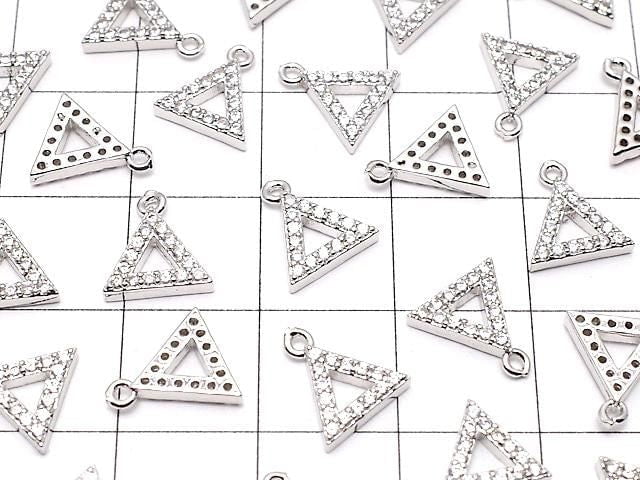 Metal Triangle Charm with CZ Silver Color (3 pieces)
