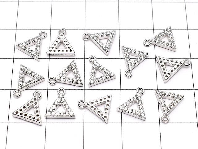 Metal Triangle Charm with CZ Silver Color (3 pieces)