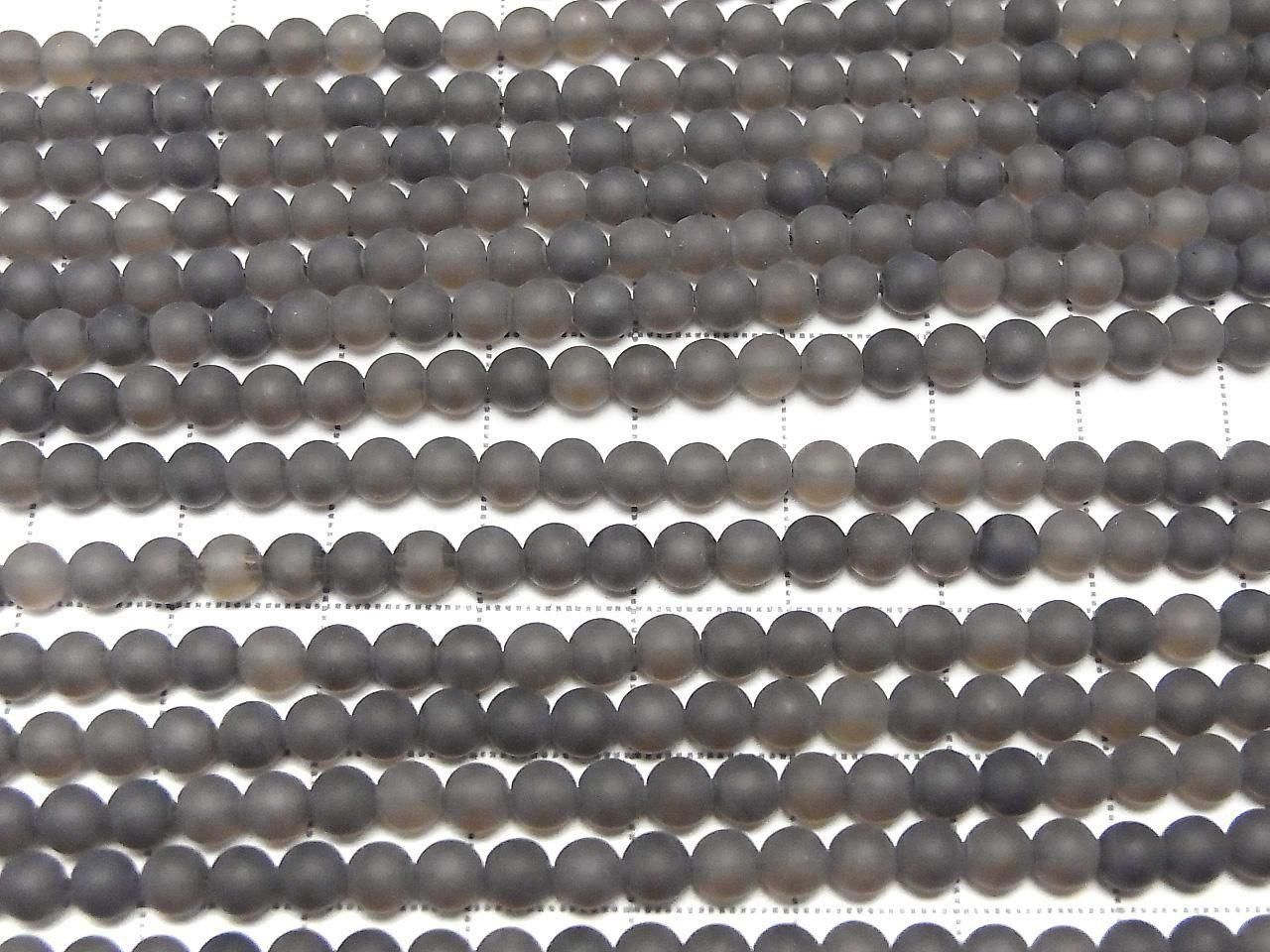 Quartz fumé givré AAA rond 4mm 1fil de perles (env. 15po/37cm)
