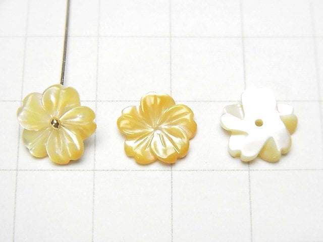 Hochwertige gelbe Muschel AAA Blume 10mm mit Mittelbohrung 4Stück