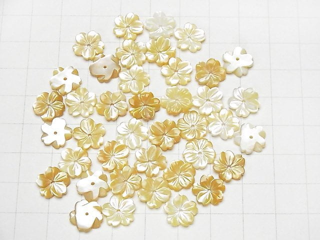 Hochwertige gelbe Muschel AAA Blume 10mm mit Mittelbohrung 4Stück