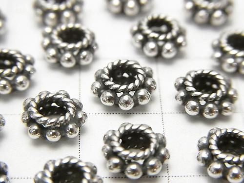 Bali Silver Rondelle 7x7x3mm Oxidized Finish 2pcs