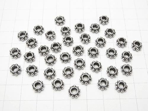Bali Silver Rondelle 7x7x3mm Oxidized Finish 2pcs