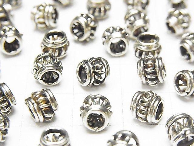 Bali Silver Rondelle 6.5x6.5x5.5mm Oxidized Finish 2pcs