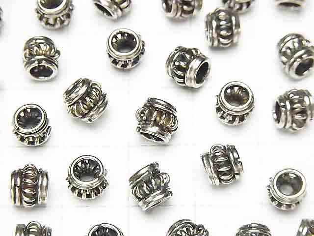 Bali Silver Rondelle 6.5x6.5x5.5mm Oxidized Finish 2pcs