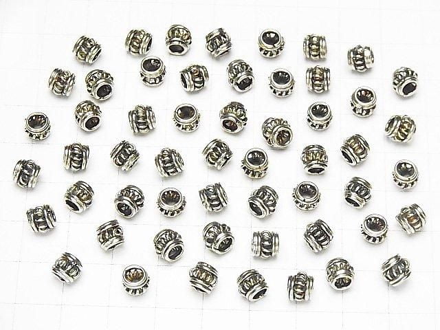 Bali Silver Rondelle 6.5x6.5x5.5mm Oxidized Finish 2pcs