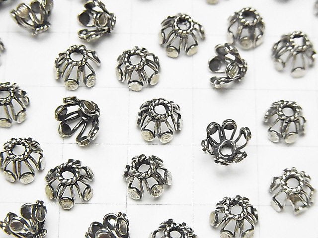 Bali Silver Bead Caps 8x8x5mm Oxidized Finish 2pcs