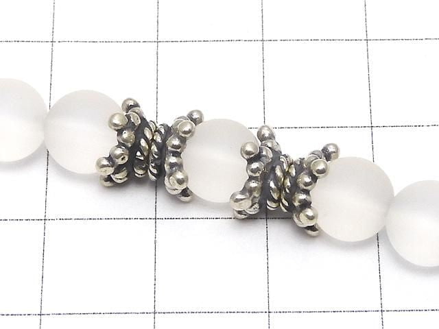 Bali Silver Bead Caps 8x8x4mm Oxidized Finish 2pcs