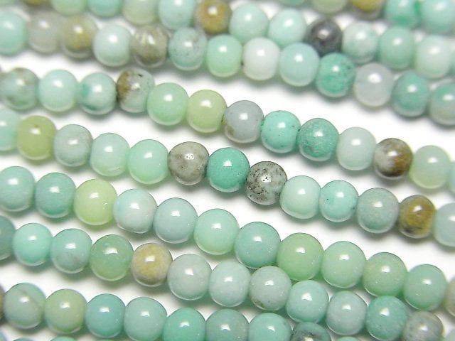 Naturfarbener grüner Chalcedon Rund 3 mm 1 Strang Perlen (ca. 15 Zoll / 38 cm)
