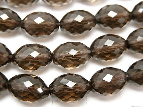 High Quality! Smoky Quartz AAA Faceted Rice 11x8x8mm 1/4 or 1strand beads (aprx.15inch/38cm)