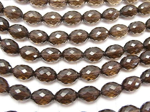 High Quality! Smoky Quartz AAA Faceted Rice 11x8x8mm 1/4 or 1strand beads (aprx.15inch/38cm)