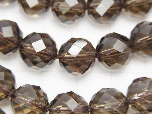High Quality! Smoky Quartz AAA+ 64Faceted Round 10mm "Special cut" half or 1strand