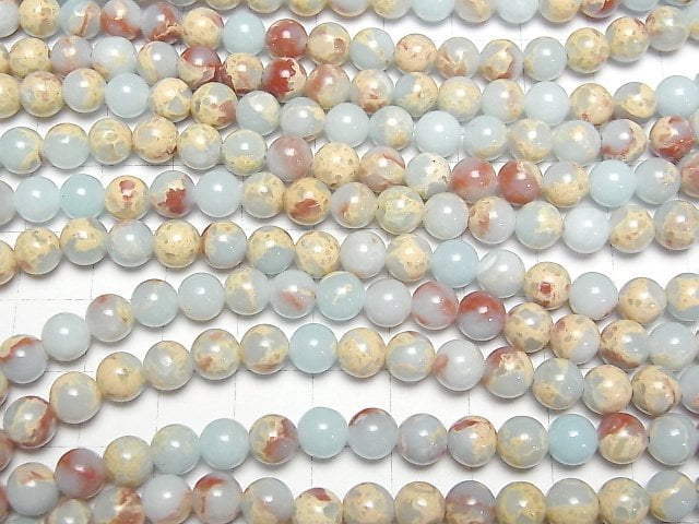Pastel blue color Kaolinite Round 6mm 1strand beads (aprx.15inch / 37cm)