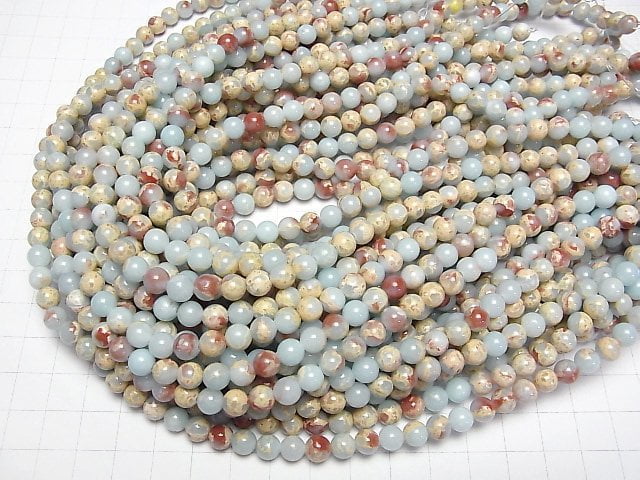 Pastel blue color Kaolinite Round 6mm 1strand beads (aprx.15inch / 37cm)