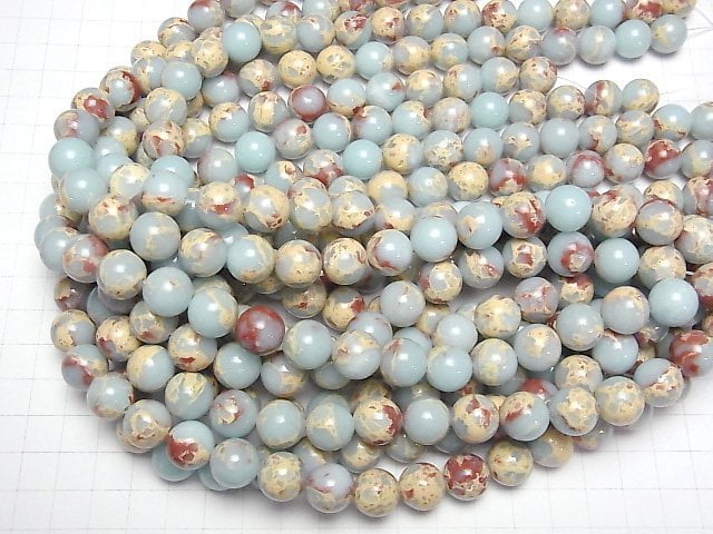 Pastel blue color Kaolinite Round 12 mm half or 1strand beads (aprx.15 inch / 36 cm)