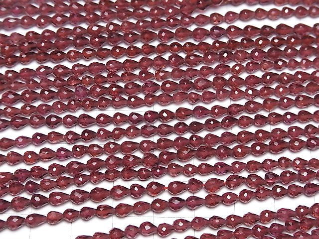 Hochwertiger Mosambik Granat AAA Vertikales Loch Facettierte Tropfen halb oder 1strang Perlen (ca. 14inch/34cm)