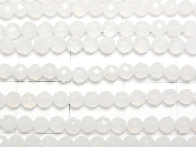 Hochwertig! 1strang 6,79 $! Weißer Chalcedon Facettiert Rund 3mm 1strang Perlen (ca. 15 Zoll / 37 cm)
