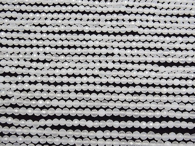 Hochwertig! 1strang 6,79 $! Weißer Chalcedon Facettiert Rund 3mm 1strang Perlen (ca. 15 Zoll / 37 cm)