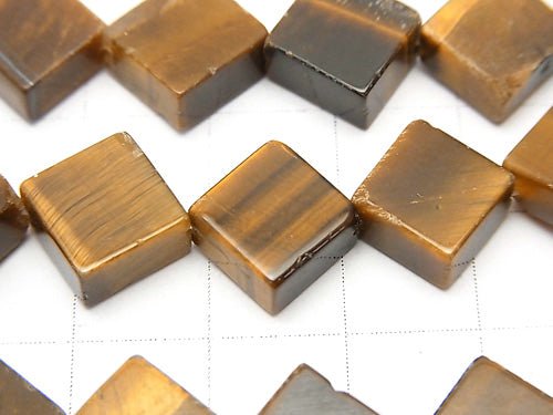 Gelber Tigerauge AA ++ Flach Diamant 12 x 12 x 5 halbe oder 1strang Perlen (ca. 15 Zoll / 36 cm)