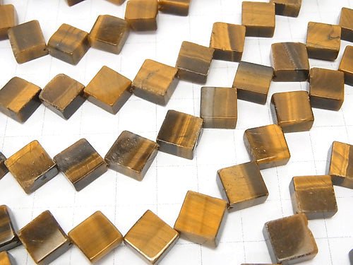Gelber Tigerauge AA ++ Flach Diamant 12 x 12 x 5 halbe oder 1strang Perlen (ca. 15 Zoll / 36 cm)