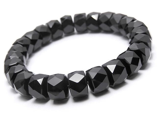 High Quality! Onyx AAA Faceted Button Rondelle 12x12x8mm Bracelet