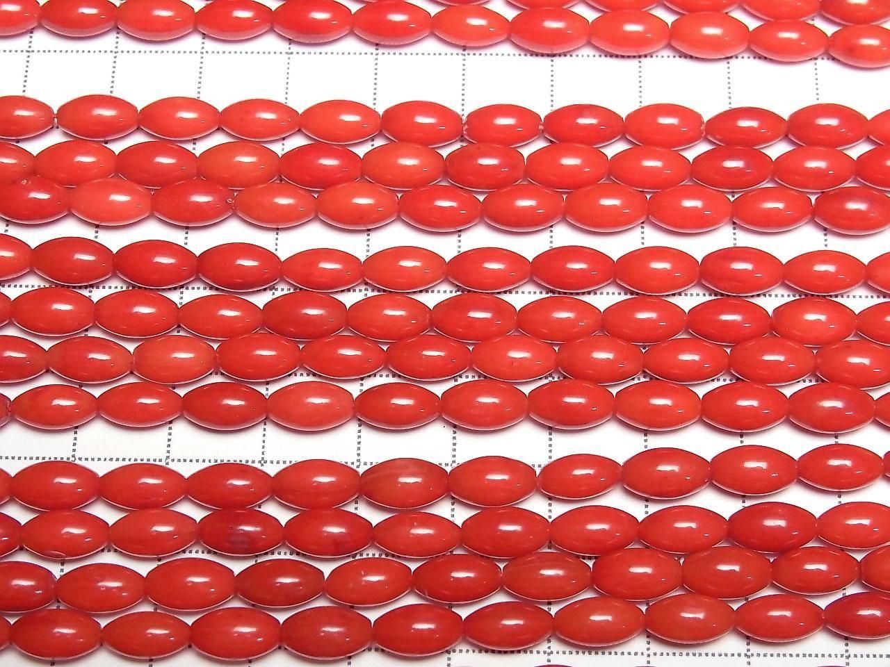 Corail Rouge (Teint) Riz 9x5x5mm 1 fil de perles (env. 37cm)