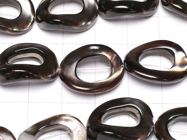 Perlmutt MOP Braun Oval (Donut) 20x15mm 1strang Perlen (ca. 15 Zoll / 36 cm)