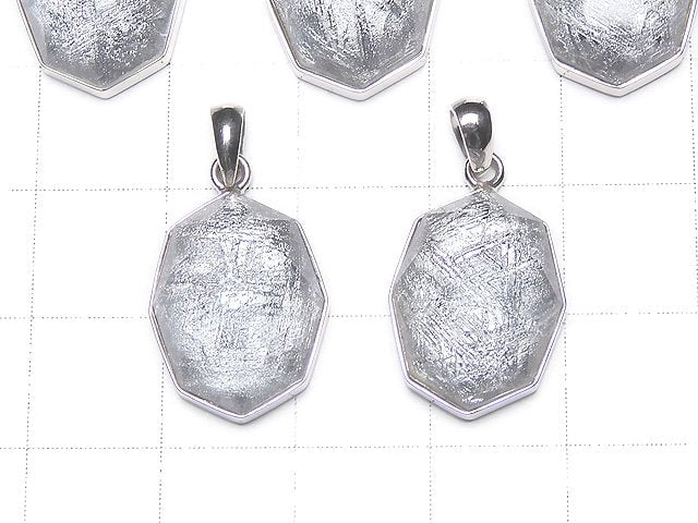 隕石(瑞典)八角形吊墜 16x12x7mm 銀925
