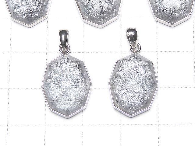 Meteorite (Muonionalusta) Octagonal Pendant 16x12x7mm Silver925