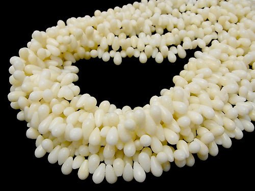 White Coral Drop (Smooth) 9x5x5mm half or 1strand beads (aprx.15inch / 38cm)