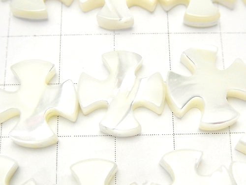 Mother of Pearl MOP White Cross 15x15x3mm half or 1strand beads (aprx.15inch / 37cm)