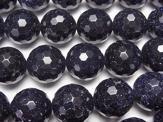 Blue Golden Sand Stone 128Faceted Round 14mm half or 1strand beads (aprx.15inch/37cm)