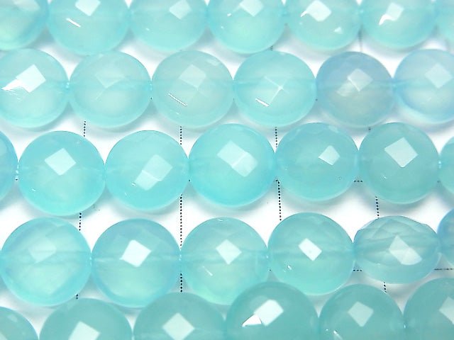 See blau Chalcedon AAA facettierte Münze 8 x 8 x 5 mm 1/4 oder 1 Strang Perlen (ca. 15 Zoll / 38 cm)