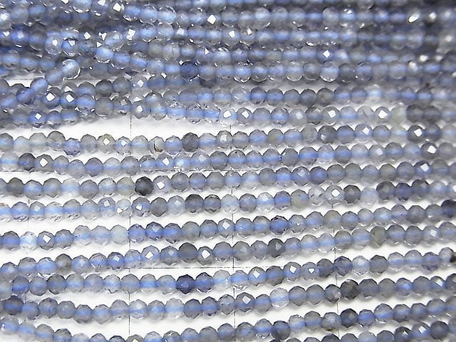 Hochwertig! Iolith AAA- facettierte runde 2 mm 1 Strang Perlen (ca. 15 Zoll / 36 cm)