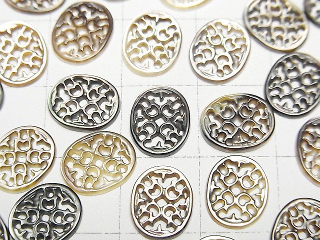 Hochwertige schwarze Muschel (Schwarzlippige Auster) Wasserzeichen oval 10 x 8 x 1,5 mm 4 Stück