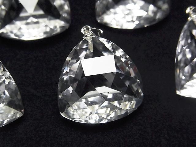 Hohe Qualität! Kristall AAA Dreieckig Geschnitten Anhänger 21x21x14mm Silber 925