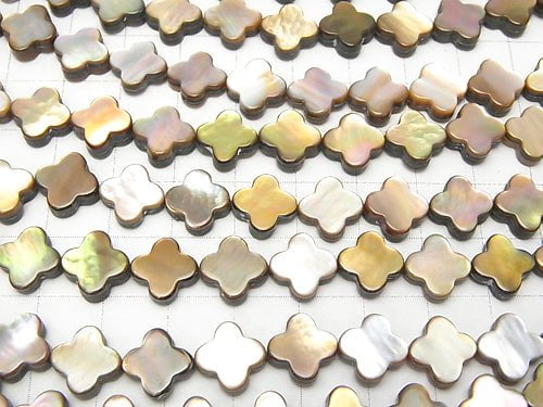 High quality brown Shell AAA flower motif 10x10x3mm 1/4 or 1strand beads (aprx.15inch/38cm)