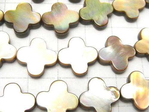 Braune Muschel AAA Blumenmotiv 13x13x3mm 1/4 oder 1 Strang Perlen (ca. 15 Zoll / 38 cm)