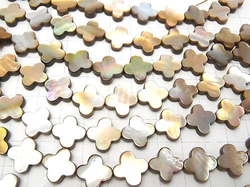 Braune Muschel AAA Blumenmotiv 13x13x3mm 1/4 oder 1 Strang Perlen (ca. 15 Zoll / 38 cm)