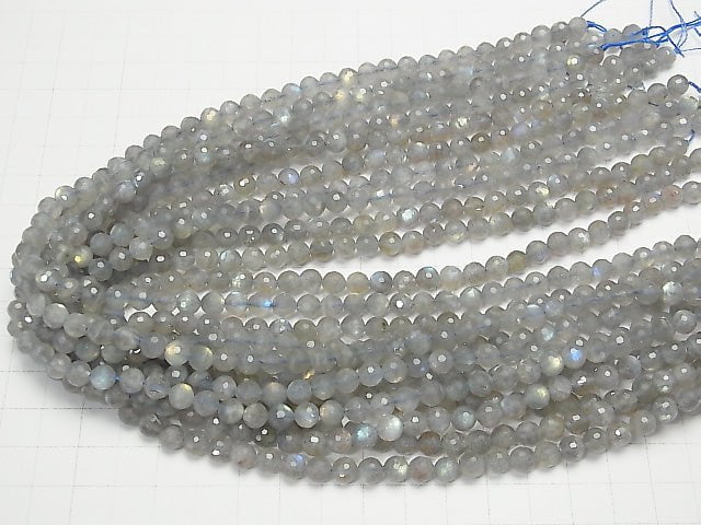 Hochwertig! Labradorit AA+ 128 facettiert Rund 6mm halb oder 1Strang Perlen (ca. 15 Zoll / 36 cm)