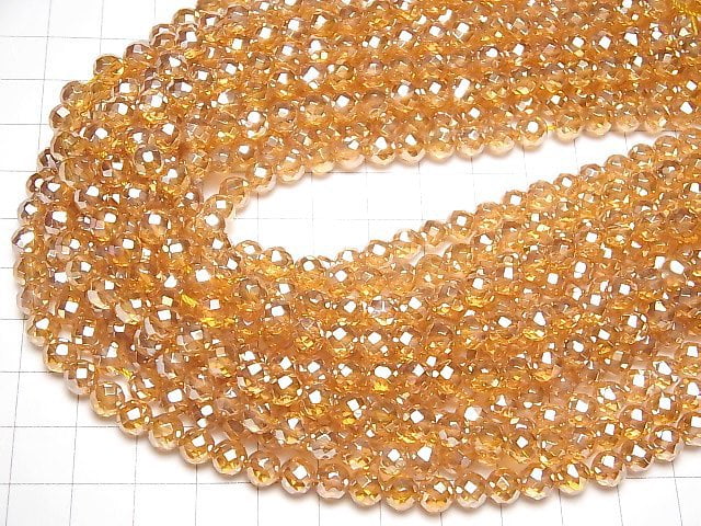 Orange Flash Kristall 64 facettiert Rund 6 mm halb oder 1Strang Perlen (ca. 15 Zoll / 36 cm)