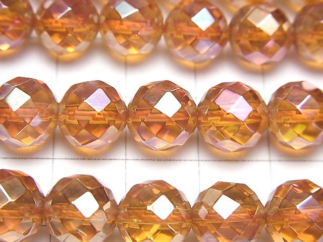 Orange Flash Kristall 64 facettiert Rund 10 mm halb oder 1Strang Perlen (ca. 15 Zoll / 36 cm)
