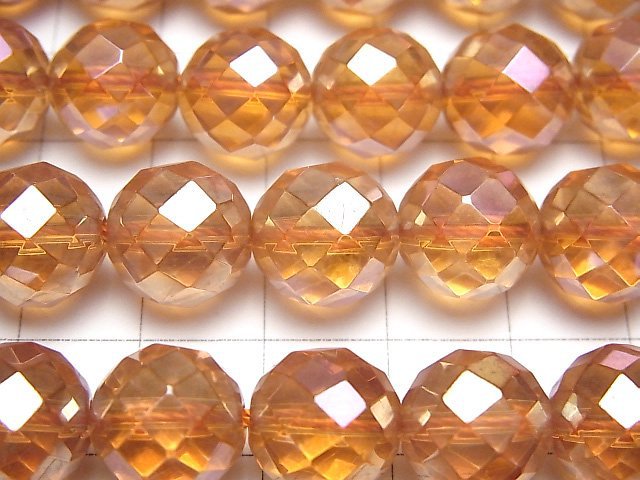 Orange Flash Kristall 64 facettiert Rund 12 mm halb oder 1Strang Perlen (ca. 15 Zoll / 36 cm)