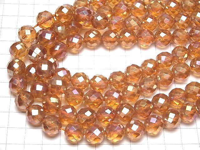 Orange Flash Kristall 64 facettiert Rund 12 mm halb oder 1Strang Perlen (ca. 15 Zoll / 36 cm)