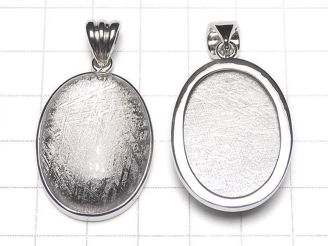 Meteoriten (Muonionalusta) Ovaler Anhänger 32x23x7mm Silber925